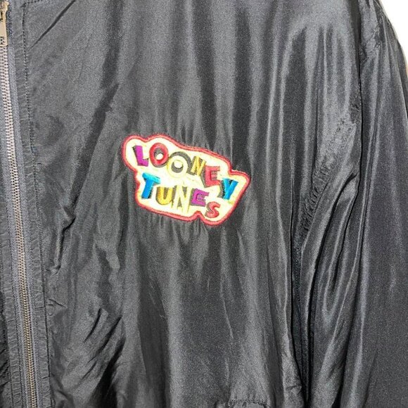 Vintage 90s Mens Bomber Jacket Size Medium Marvin the Martian Silk Looney Tunes - Picture 3 of 7